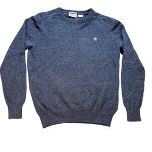 Timberland Mens 100% Merino Wool Crew Neck Donegal‎ Sweater Blue Speckled Large